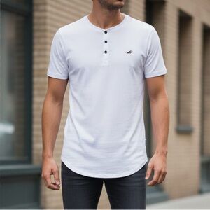 Hollister White Short Sleeve HenleyT11